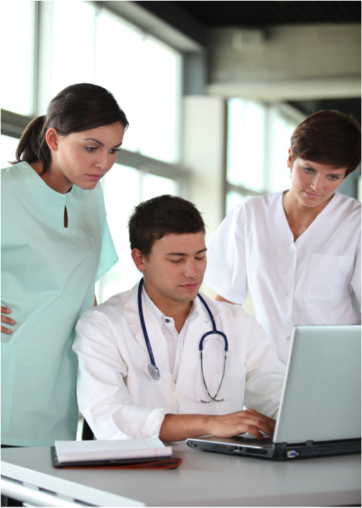 doctors around computer Health IT technology